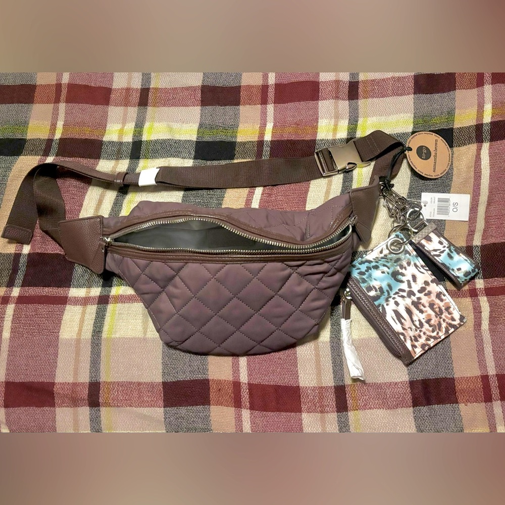 NWT Samantha Brown quilted To Go belt bag with rfid